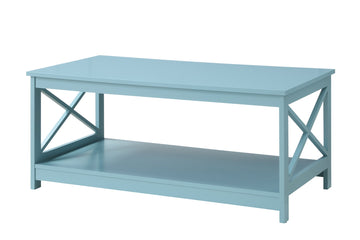 Oxford Coffee Table with Shelf, Sea Foam Blue