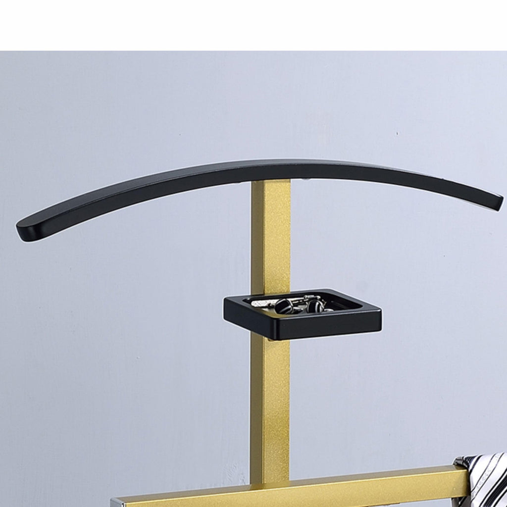 Vaccaro Metal Suit Valet Stand - Freestanding Clothes Organizer with Jacket Hanger, Pants Bar, Tie Holder & Storage