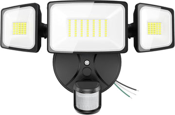 75W LED Flood Light Motion Sensor Outdoor, 7000lm Dusk to Dawn Flood Light, Security Light with Three Head, IP65