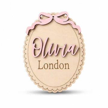 Personalized Scallop Baby Name Sign with Bow (Name Sign)
