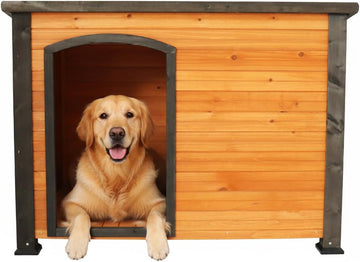 46" Large Solid Wood Dog House with Removable Floor for Easy Cleaning, Weatherproof Outdoor Pet Villa with Waterproof