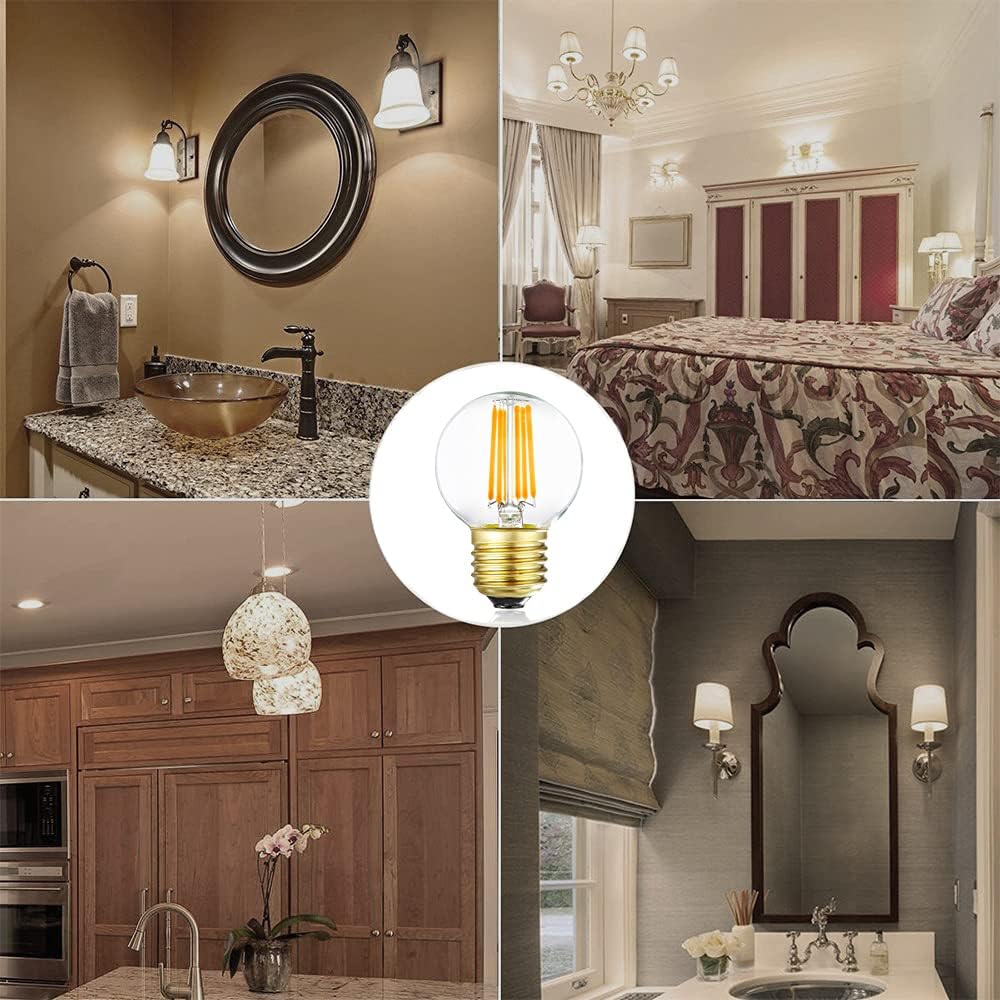 Dimmable G16.5 LED Bulbs,E26 Edison LED Light Bulbs,6W Equal 60 Watt Light Bulb,600lm,Soft White 3000K,Globe Light