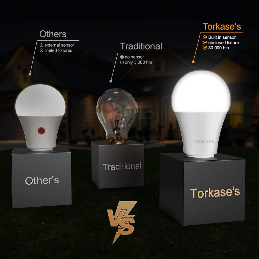 Outdoor Sensor Light Bulbs- No Timer Required, 13W(100W Equivalent), 6000K Cool White, E26 A19 Automatic Sensor LED