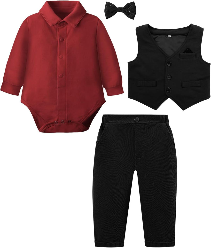 Baby Formal Outfit Boy Dress Suit Bowtie Vest Set