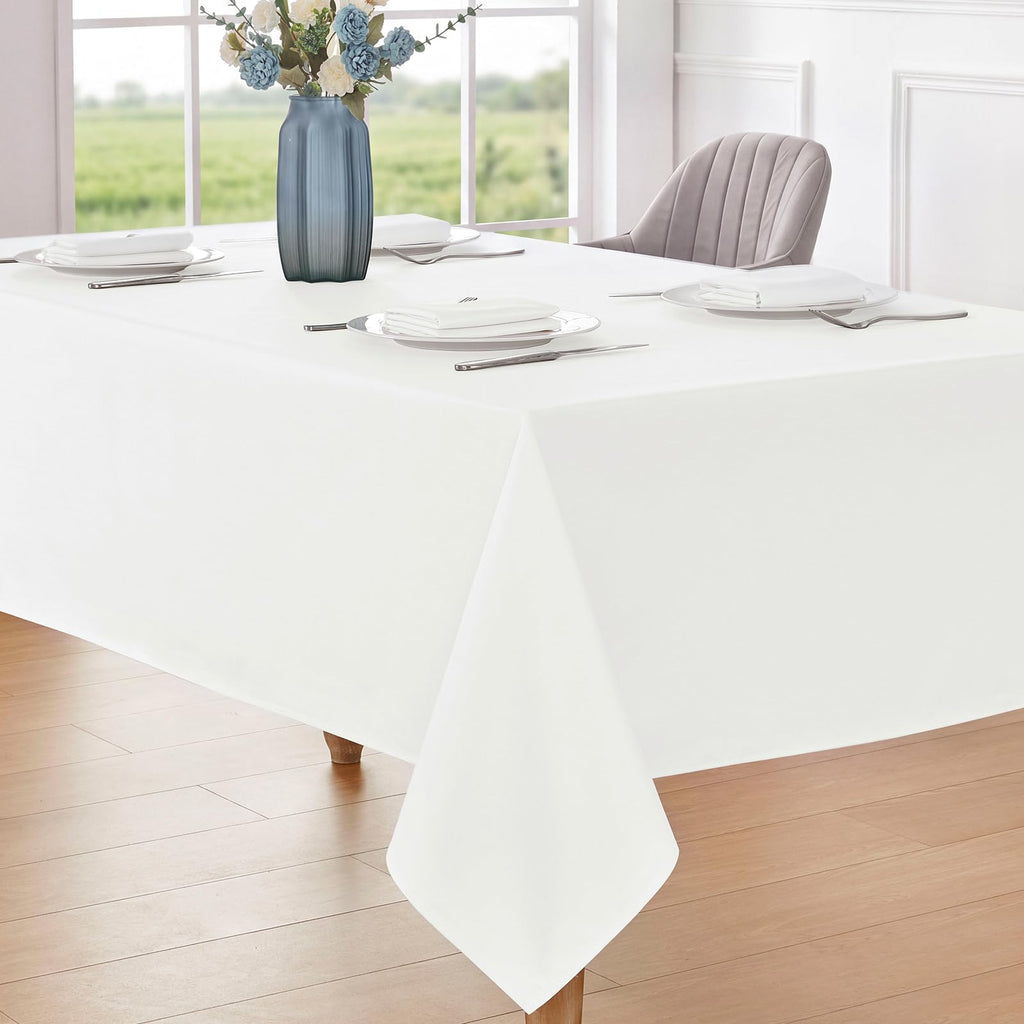 Rectangle 8 Feet Tablecloth 60x120 inch Linen Textured Table Cloth Stain and Wrinkle Resistant Washable Polyester