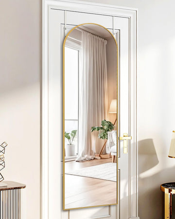 Full Length Over The Door Mirror, 48"x14" Bathroom Gold Mirror, Long Mirror Living Room
