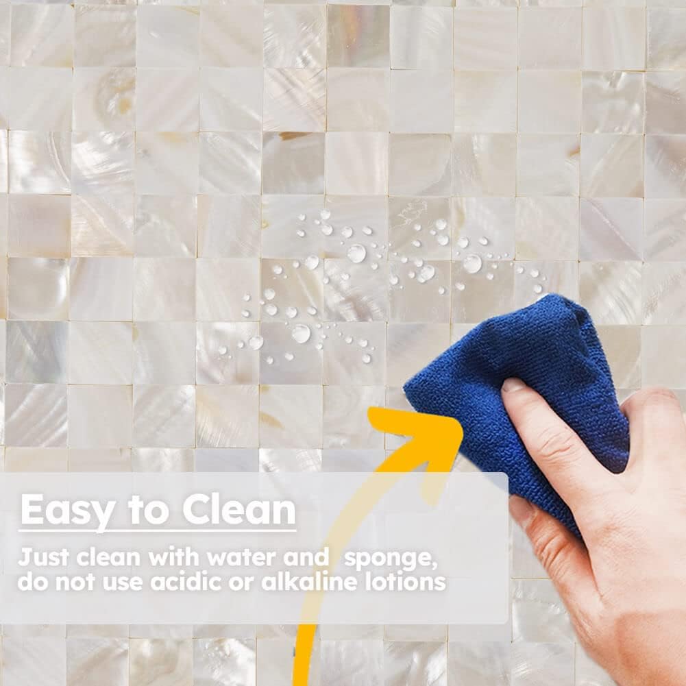 Mother of Pearl Peel and Stick Backsplash Sqaure Mosaic Tile Bathroom Wall Decor Pack of 6 Sheets