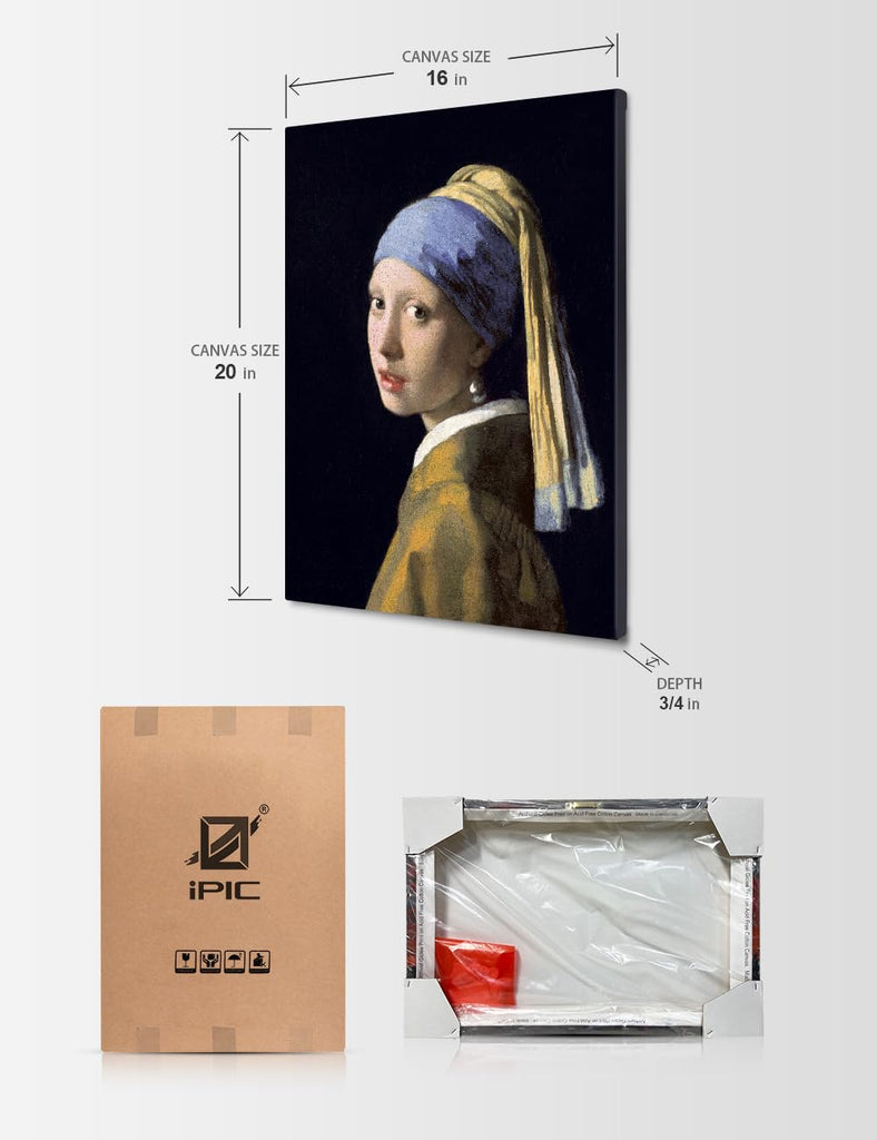 Vermeer Wall Art Canvas, Girl with a Pearl Earring, Size 20x16 in