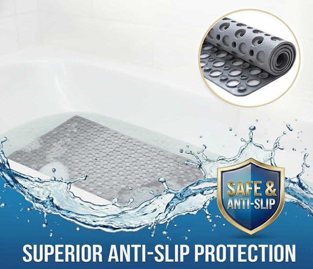 Nonslip Bathtub Mat Extra Soft TPE Bath Mat for Kids, Machine Washable Bathroom Shower Mat, Smooth/Non-Textured Tubs