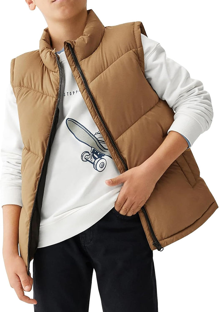 Boys Puffer Vest Zip Up Quilted Gilet Sleeveless Jackets