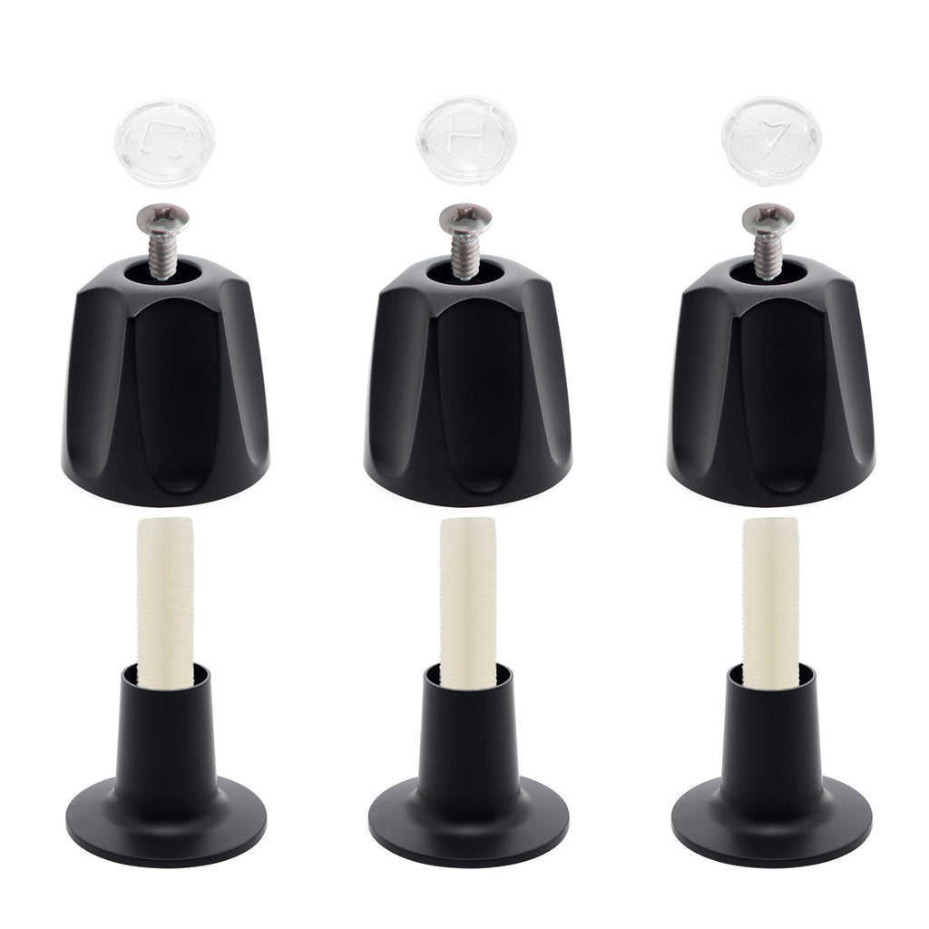 3-Piece Shower Handle Set with Escutcheon Plate - Universal Fit Mixing Valves - Chrome Plated Finish