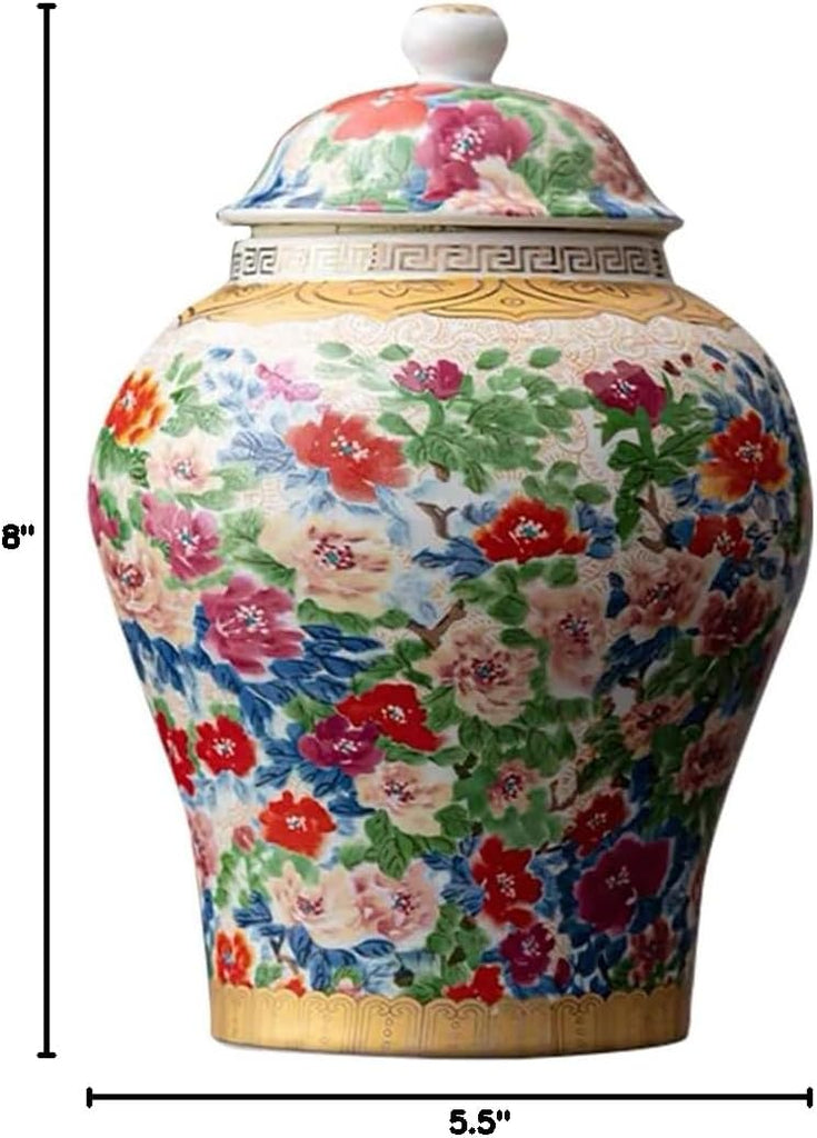 8 inches Ginger Jar with Lid Chinese Decorative Ceramic Tea Storage