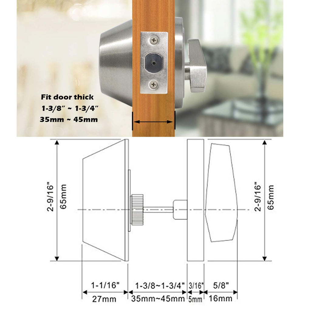 6 Keyed Alike Single Cylinder Deadbolts Keyed on One Side, Satin Nickel