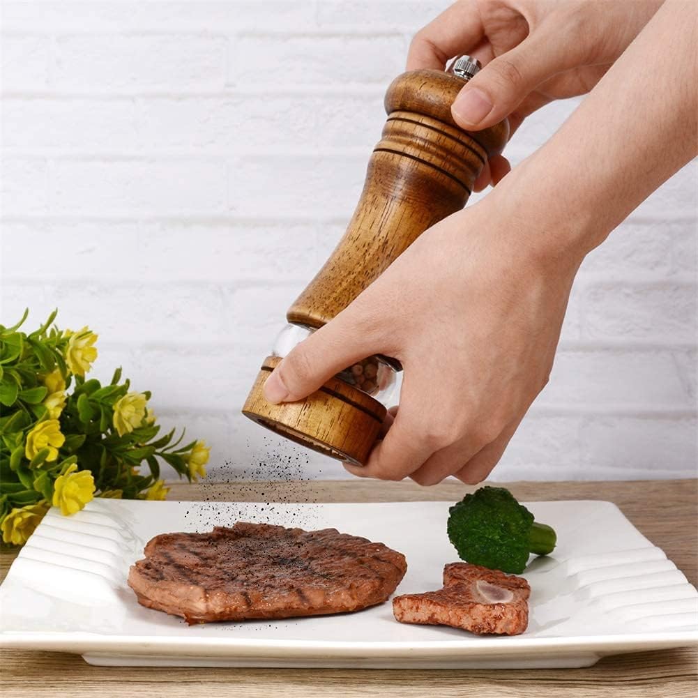Wood Salt and Pepper Grinder Set Classic Manual Pepper Mills - Set of 2