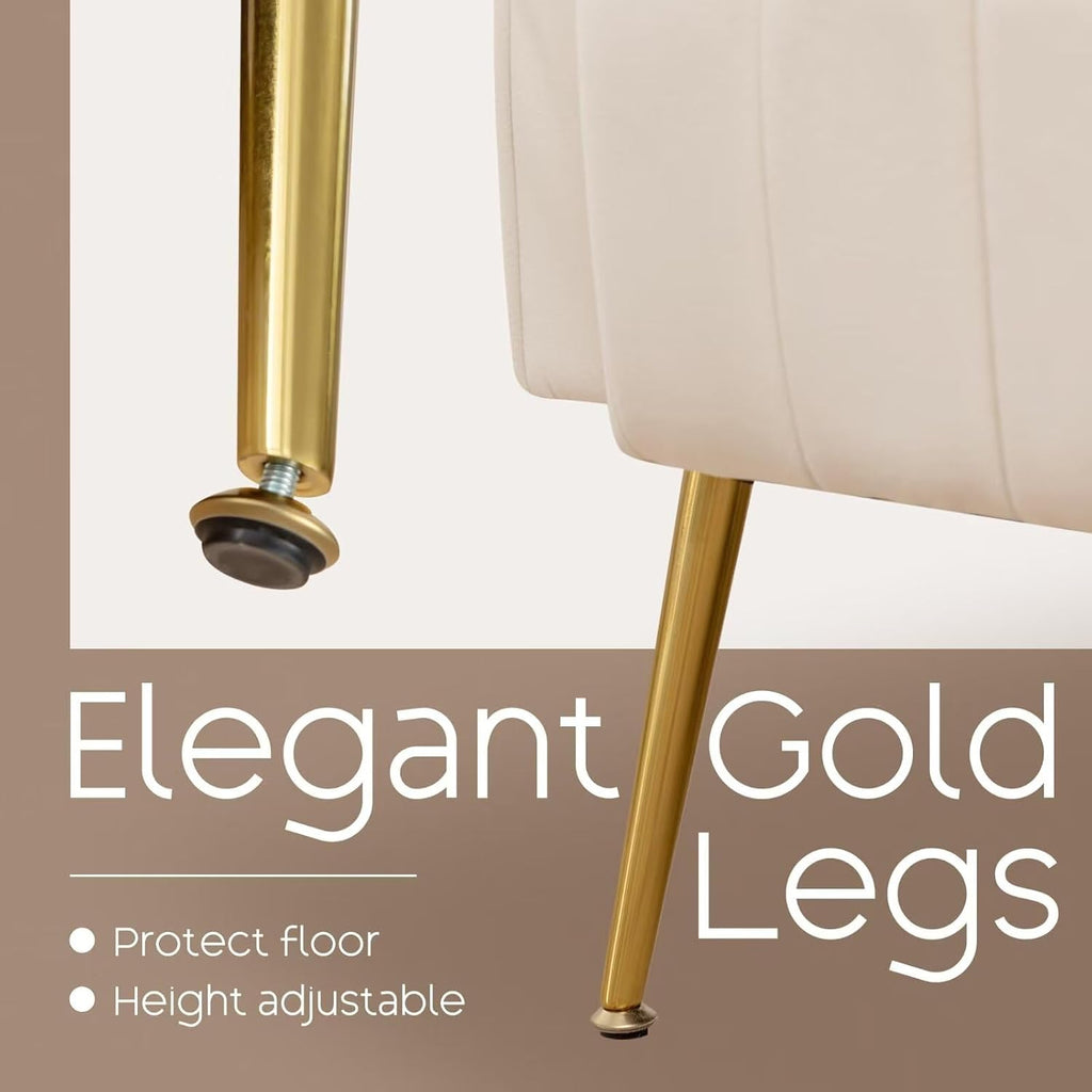 Velvet Accent Chair Set of 2,Wingback Armchair , HighBack Reading Chair with Golden Legs Lumbar Pillow, Upholstered