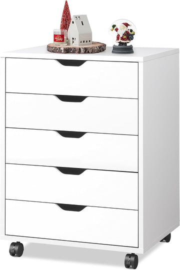 5-Drawer Filing Cabinet Under Desk, Storage file Cabinet, White | Wood Drawer Unit, Craft Storage Cabinet, Office