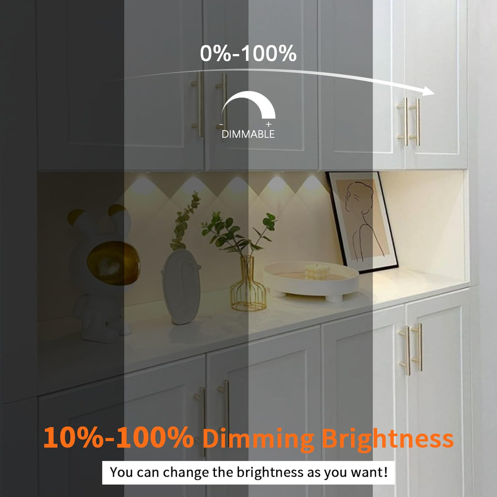 Under Cabinet Lights CCT 3000K-6000K, Puck Lights Color Temperature and Brightness Adjustable with Touch Switch