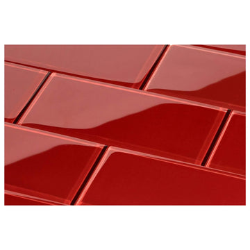 Ruby Red 3x6 Glass Subway Wall Tile Backsplash, Bathroom, Shower, Accent Wall & Pool (5 Sqft, 40 Tiles/Box)