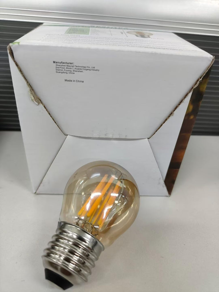 G14 Small Dusk to Dawn Edison Light Bulbs Outdoor, Vintage Amber Glass, 4W=40W, Replace A15, 400LM Warm Light, Auto
