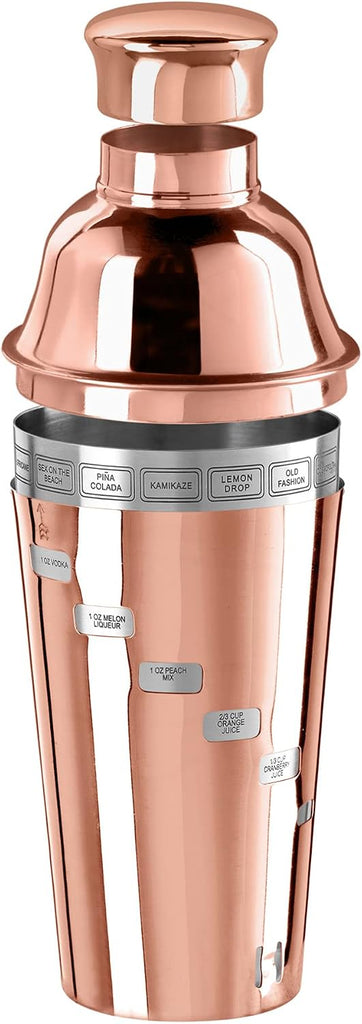 Dial A Drink Cocktail Shaker - Copper Plated, 15 Recipes, 34 oz - The Original and Only Dial A Drink - Ideal Home Bar