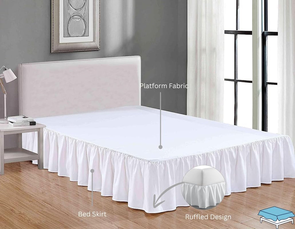 Ruffle Bed Skirt with Split Corners, Microfiber Dust Ruffled for a Perfectly Tailored Bedding Ensemble, Wrinkle and
