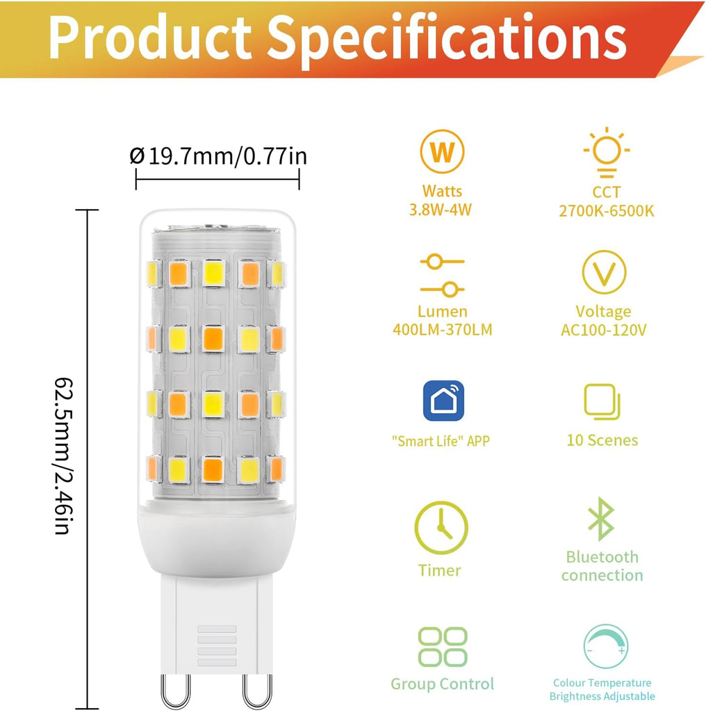 Smart G9 LED Bulbs, 3 Pack with Remote