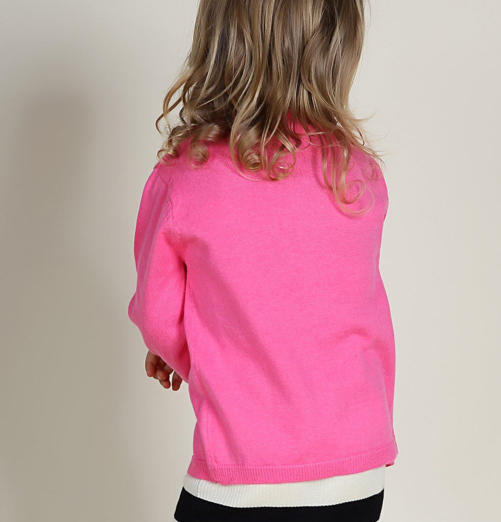 Crewneck Cardigan Long Sleeve Children Button Cotton Sweater Uniform Sweaters for Little Girls