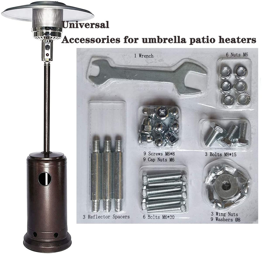 Replacement Hardware Bolt & Nut Set Heater - Propane Outdoor Space Heater Accessories for Round Umbrella Shape