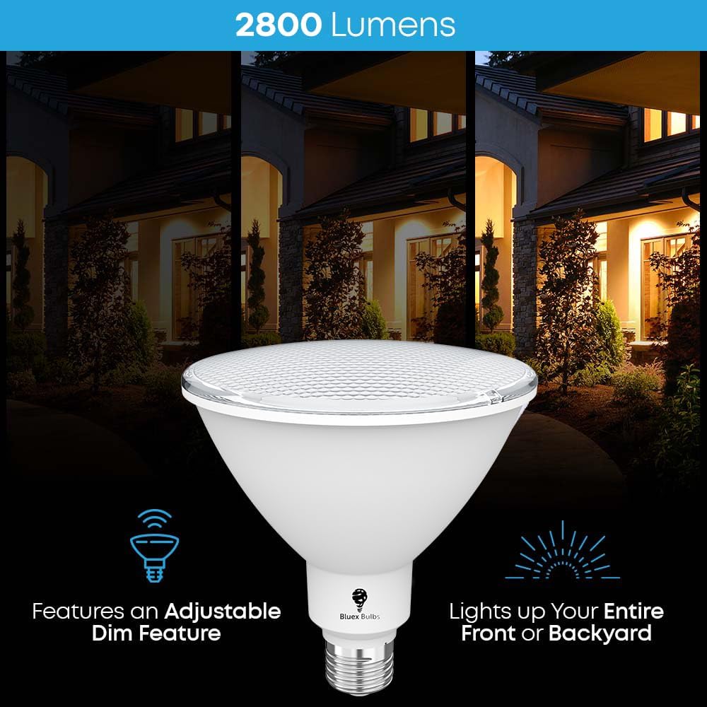 6 Pack High Power Outdoor PAR38 20W 250 Watt Equivalent 2800 Lumens Dimmable LED Flood Light Bulb Super Bright