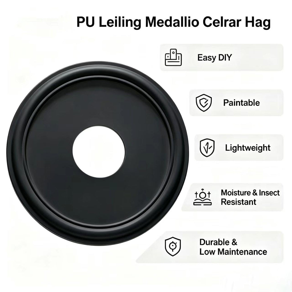 2 Pieces Ceiling Medallion Molded PU Ceiling Fan Medallions,Ceiling Light Cover Plate, Hole Cover for Light and
