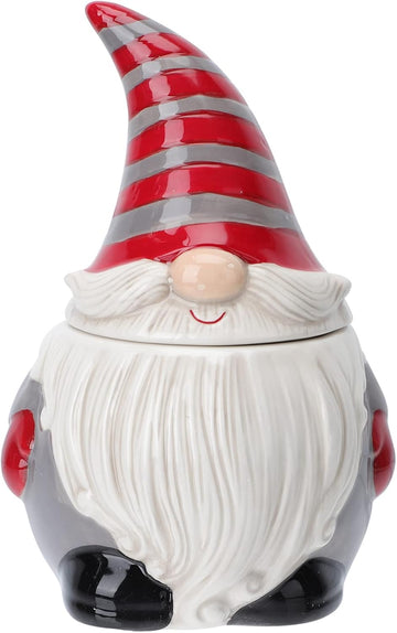 Ceramic Gnome Cookie Jar, Ceramic Christmas Candy Cookie Jar with Lid, for Christmas Decoration, Living Room