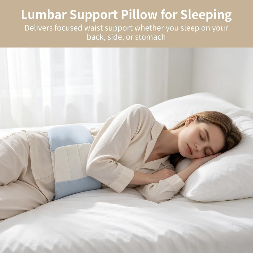 Lumbar Support Pillow for Sleeping, Waist Support Cushion with Wraparound Design, Soft Cooling Breathable Low Back