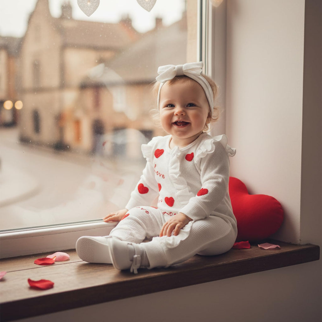 My First Valentines Day Baby Girl Outfit Newborn Onesie Love Heart Embroidery 1st Valentines Romper Cute Clothes