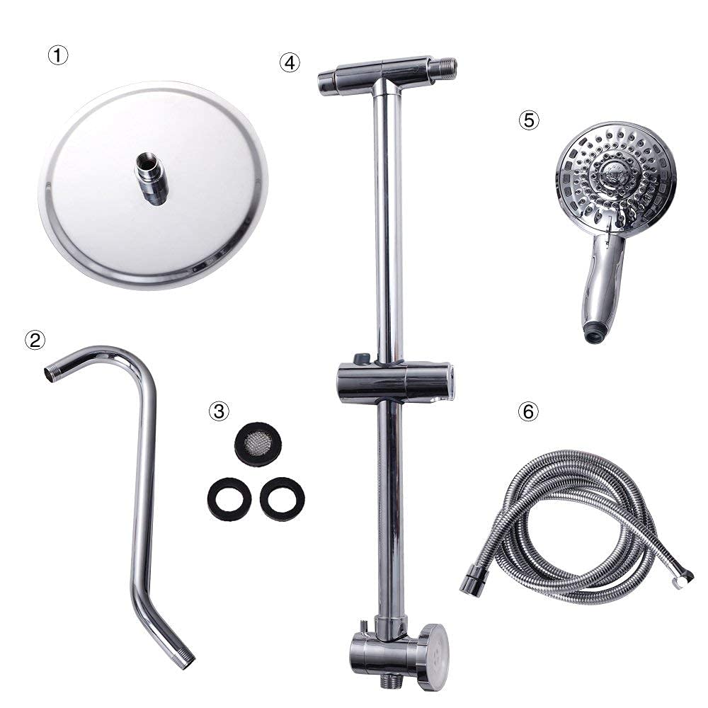 Shower Head with Handheld Combo - Dual Rainfall Shower Head, Stainless Steel 10 Inch Heads, 5-setting Handheld Sprayer