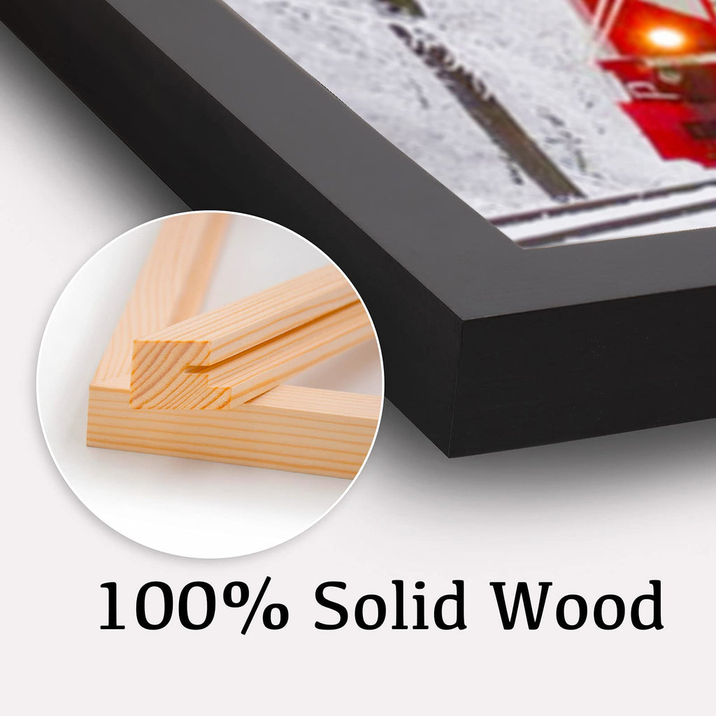 A2 Picture Frames Set of 2 Matted for A3 - Solid Wood Acrylic Plexiglass Front for Wall Mounting Hanging Vertically
