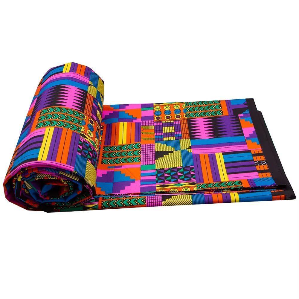African Print Fabric 3 Yards Ankara Polyester Kente Cloth for Handmade Sewing Dress 6518