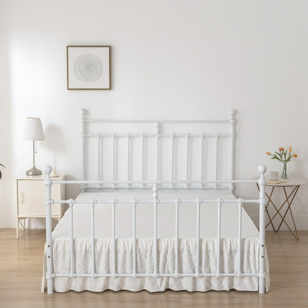 Tufted Bed Skirt Queen Size - Ruffled Bed Skirts with Split Corners