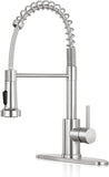 Kitchen Faucet with Pull Down Sprayer,Commercial Single Handle Stainless Steel Kitchen Faucets with Deck Plate (Brush