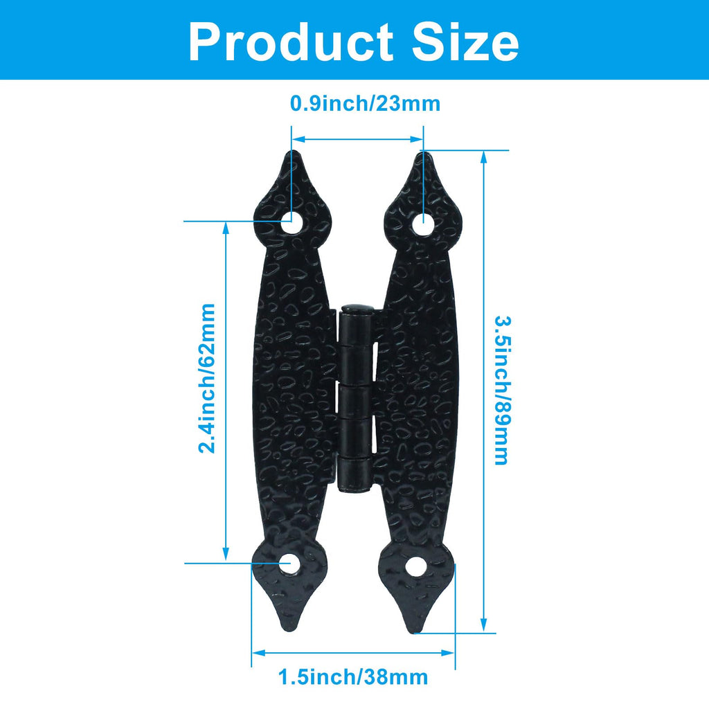 12Pcs Black H Cabinet Hinges