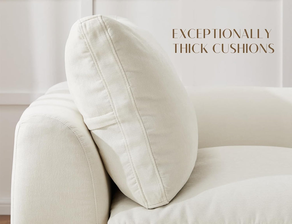 110" Cloud Sectional Couches , Boneless U Shaped Couch with Ottoman, 3 Seater Modular Sectional Sofa, Warm White