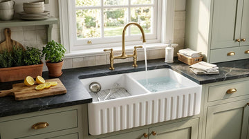 33-inch White Single Bowl Farmhouse Kitchen Sink Countertop with Vertical Double Bowl - Includes Drain and Drain Rack