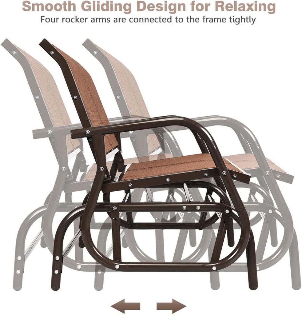 Swing Glider Chair 48 Inch with Spacious Space, 2 People Lounge Cozy Patio Bench Outdoor & Indoor , Backyard