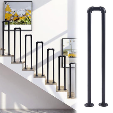 Black Railing for Stairs Indoor, Pre Assembled Staircase Balyuster with Screws, Wooden Steps Stair Balusters Floors