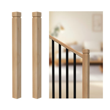 2PCS Newel Post Red Oak 3.5"x48" Premium Hardwood, Staircase Newel Post
