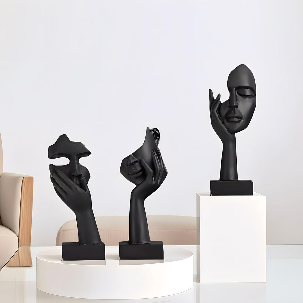 3 Pcs Thinker Statue, No Hear No See No Speak Resin Figurines