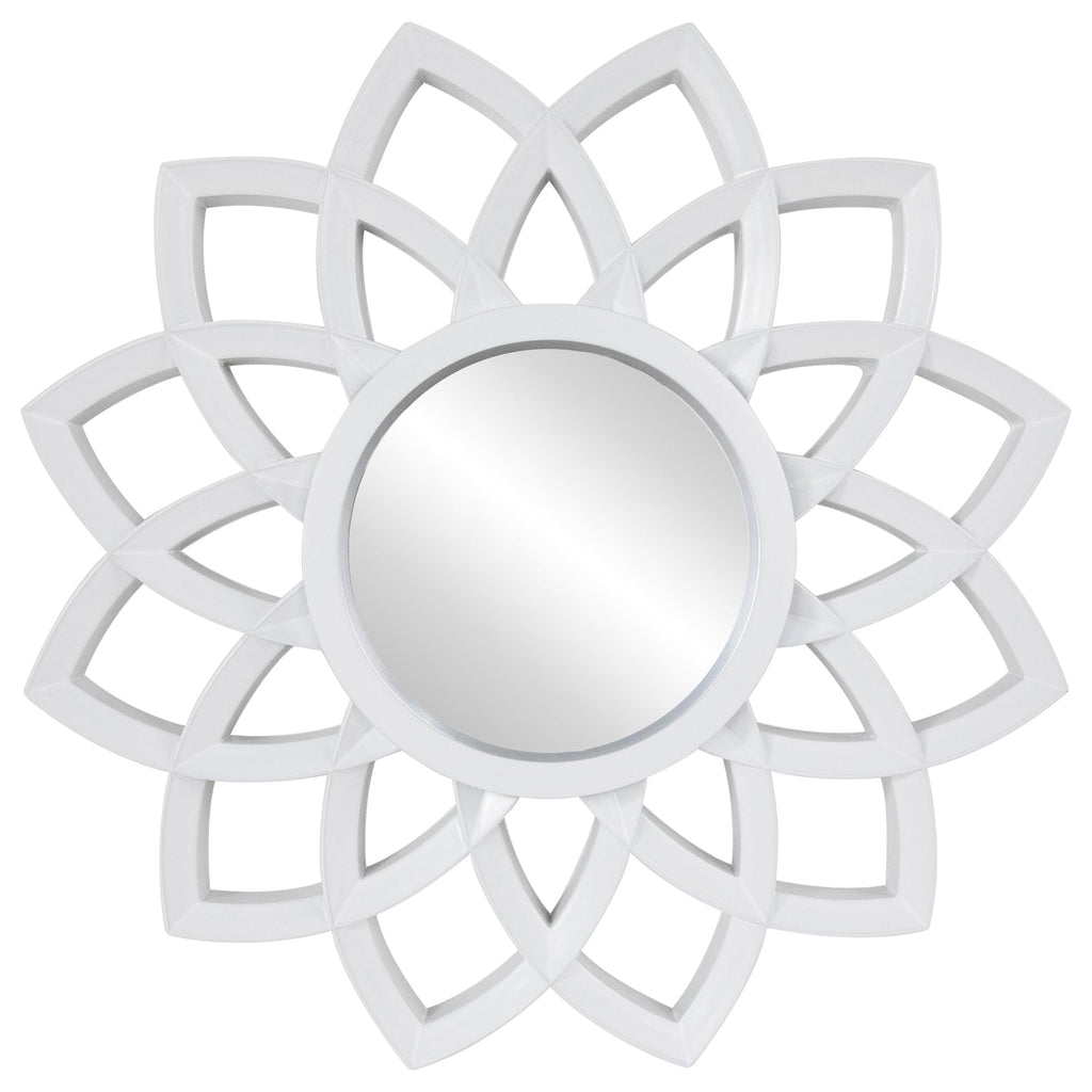 Set of 3 Arched Floral Matte White Wall Mirrors 9.5"
