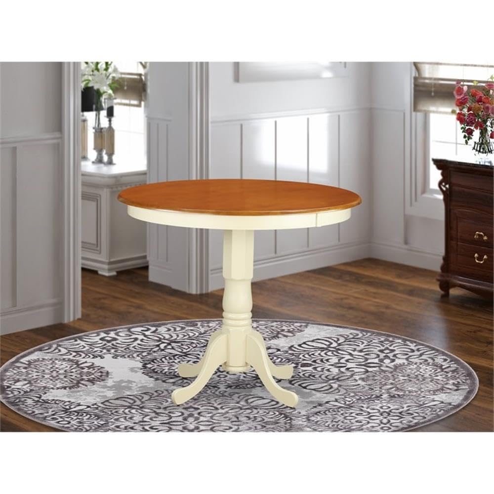 JAT-WHI-TP Jackson Counter Height Dining Table - a Round Dinner Table Top with Pedestal Base, 36x36 Inch, Buttermilk