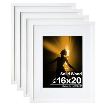 16x20 Poster Frames Matted for 11x14 and 12x16 White - Acrylic Plexiglass Front for Wall Mounting Hanging Picture