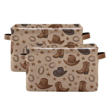 Toy Storage Basket Western Cowboy Cowgirl Nursery Bins Lucky Horse Shoe Baby Toys Box Canvas Clothes Shelf Basket