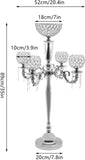 5 Arm Crystal Candelabra Centerpieces, Silver Tall Floor Crystal Candelabra w/Flower Vase for Centerpieces 20.4 *